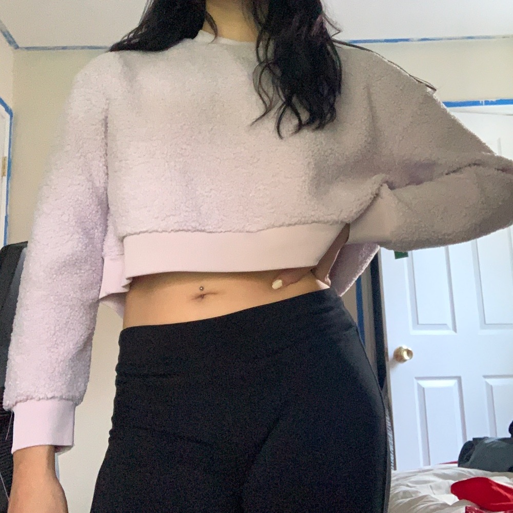Lavender Fuzzy Croptop Sweater